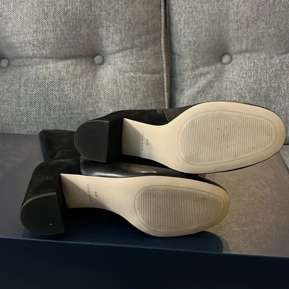 Cole Haan Rianne Black Leather/Suede Knee High Boots - Picture 4 of 5